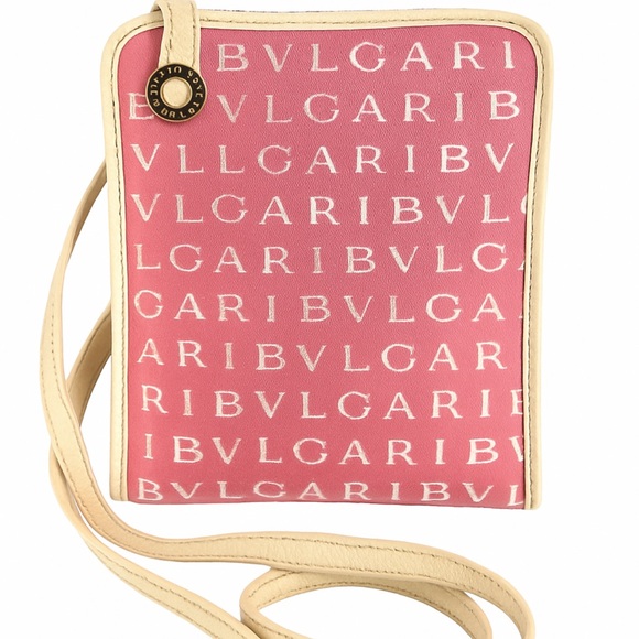 BVLGARI Handbags - BVLGARI Pink Monogram Canvas Crossbody Bag - Made in Italy - Logo Print